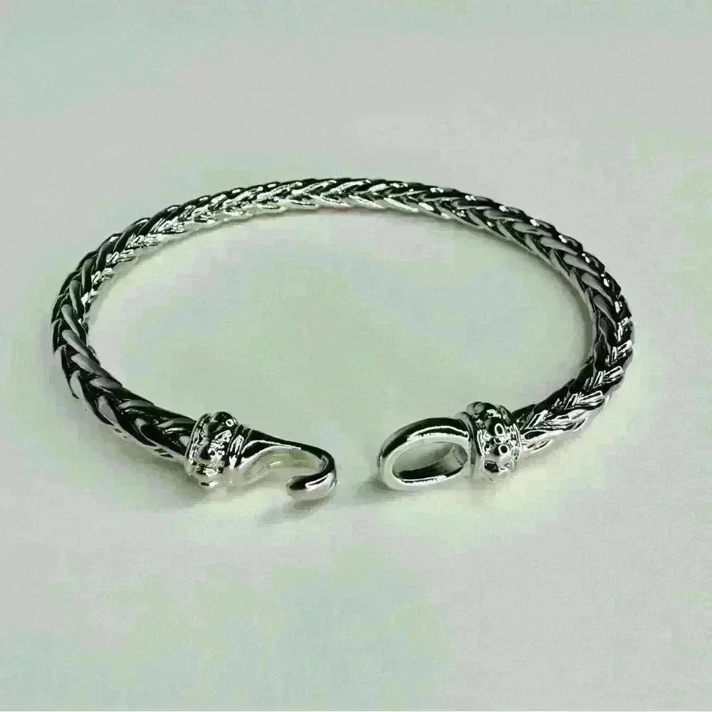 Braided Silver Hook Cable Bracelet - Picture 3 of 4